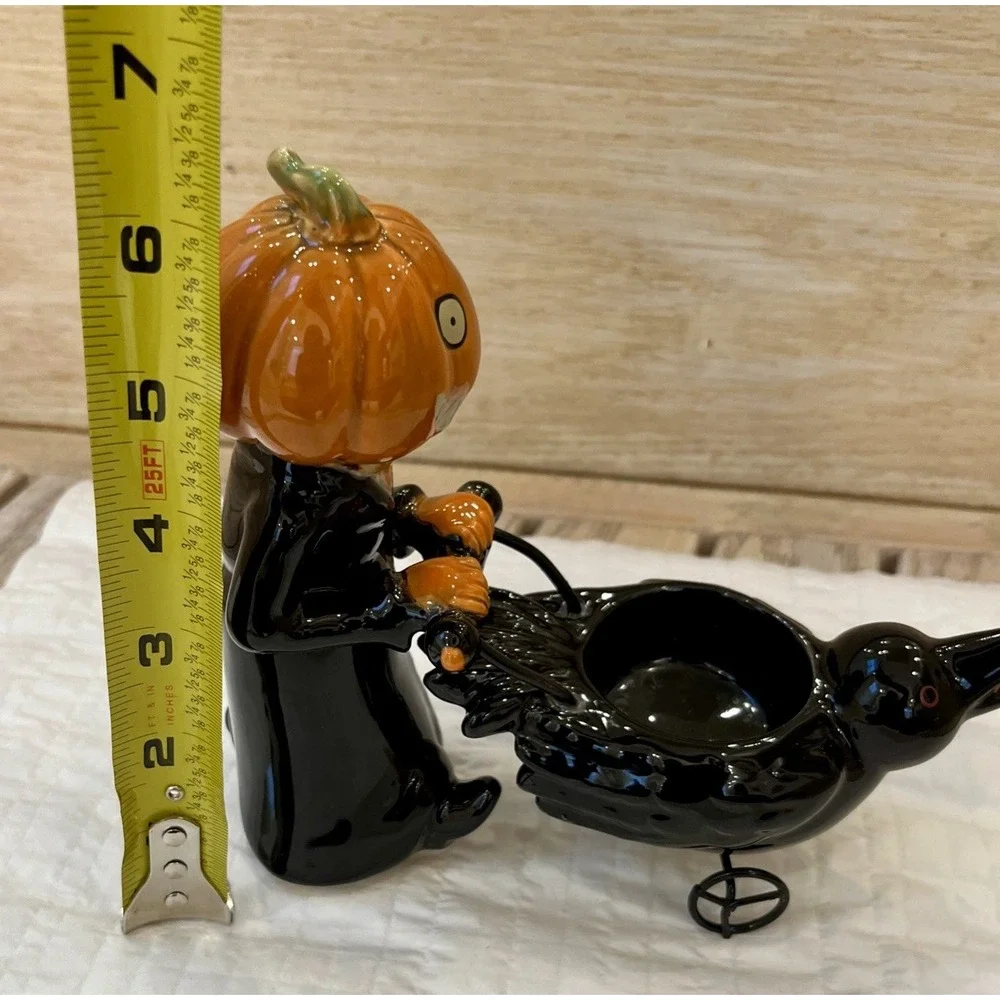 Yankee Candle PumpkinPeople Raven Carriage TeaLight Holder Halloween 2011 Rare